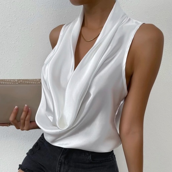 BellanBlue Tops - Luxe Satin Sleeveless Sexy Blouse